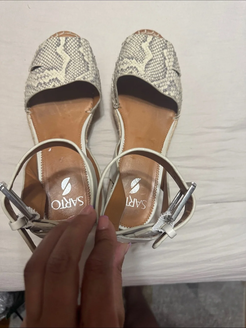 SARTO By Franco Sarto Cream Snake-Print Espadrille Sandals